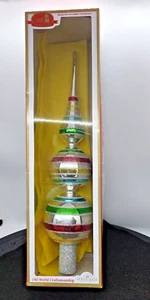 Topper de árbol de vidrio Kurt Adler 13 pulgadas 3 niveles primeros años multicolor GG1400 con caja - Imagen 1 de 8