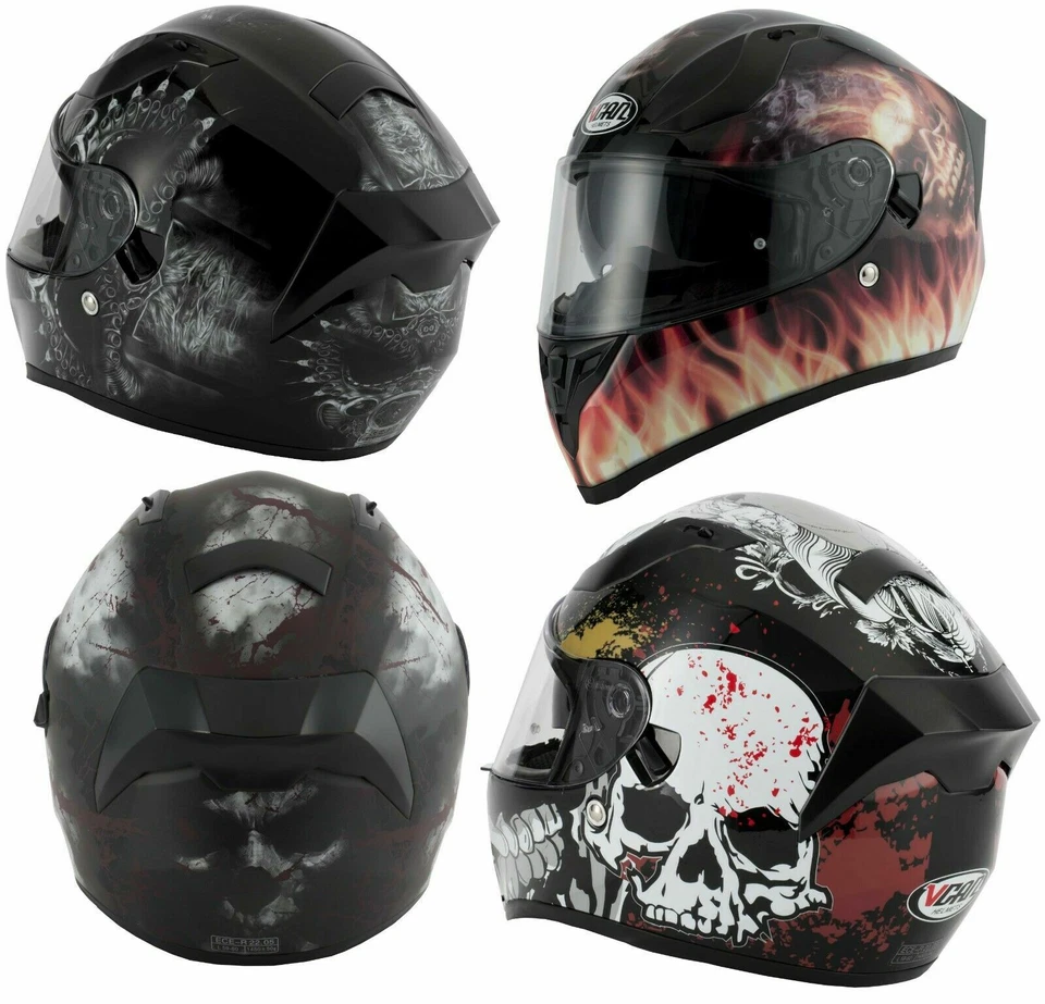 VCAN H128 TITAN MOHAWK DROGON RAGE MOTORCYCLE HELMET WITH DROP DOWN SUN VISOR Foto 1 de 1