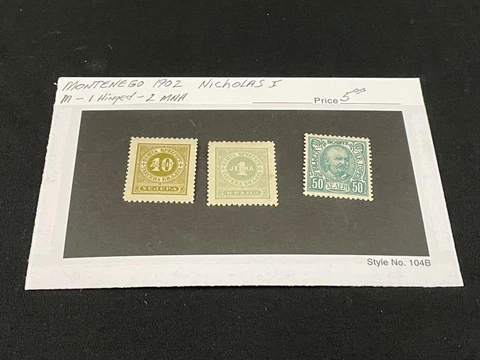 Lot of 3 1902 Montenegro Postage Stamp Nicholas I 1 Hinged 2 MNH Cover