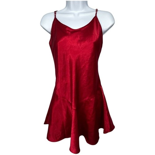 UNDERCOVER Vintage Abito Camicia Victoria Secret Collezione Rosso Vita Goduta Setoso Slip Taglia S