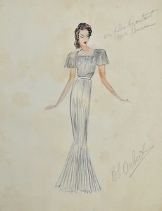 Taller Vionnet - Dibujo Original - Lápiz - Vestido Envoltura Blanca 290 - Picture 1 of 2