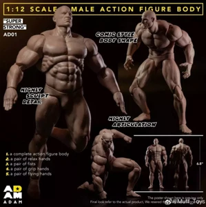 Ready! New ADAM AD01 Man Strong Body Muff Toys Movable 1/12 Action Figure - Picture 1 of 13