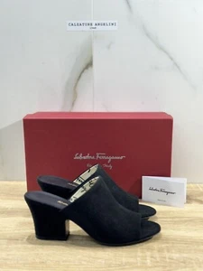 Salvatore Ferragamo Mule Donna Sophie Suede Nero Luxury Ferragamo Woman 37.5 - Foto 1 di 7