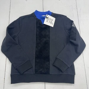Hey Kid Black Cotton & Corduroy Pocket Sleeve Sweater Youth Boys 14 New $70 - Picture 1 of 9