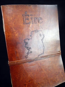 A5 Handmade Leather Journal Sketchbook Diary: - EIRE Map of IRELAND - Picture 1 of 8