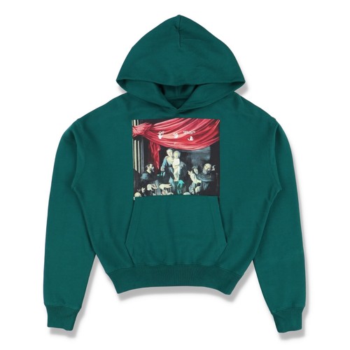 Felpa con cappuccio oversize Off White verde Caravaggio Frecce Taglia S FW20 PREZZO AL PUBBLICO $675