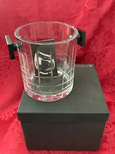 NIB FLAWLESS ORREFORS Art Crystal Jan Johansson STREET Black Handles ICE BUCKET - Picture 1 of 12