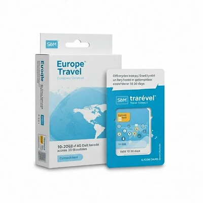 Europe 5G Travel SIM Card | 10-20GB Data | 10-30 Days | UK & 32 More Countries | - image 1 of 4