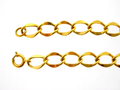 Браслет с брелоками 12K золото заполненное 7,6 мм обочины блестящие звенья 7 1/4 дюйма - Изображение 1 из 4