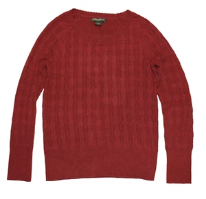 Suéter Eddie Bauer para mujer medio óxido tweed algodón tejido con cable picot cuello redondo - Imagen 1 de 9