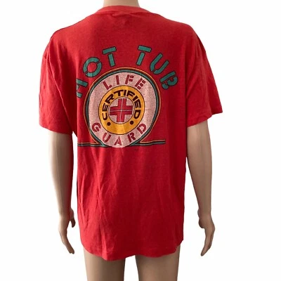 Camiseta vintage años 80 90 certificado Anchor Bay Hot Tub Guard roja manga corta XL  Foto 1 de 4