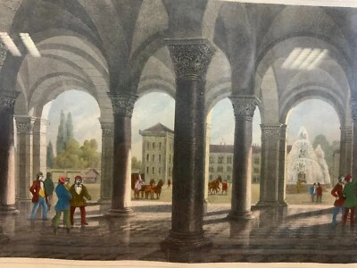 LITHOGRAPHIE GERAHMT HANDKOLORIERT DIE VESTIBULE DER UNIVERSITÄT - Bild 1 von 4