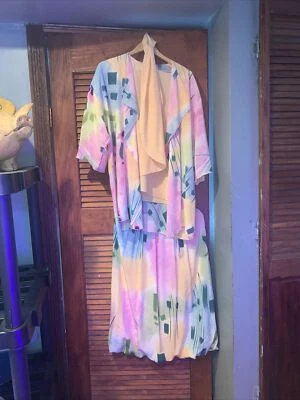 Vintage Yolanda Lorente 4-piece set Silk Hand Painted Small Kimono Scarf - Image 1 of 4