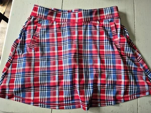 Talbots Medium Red/White/Blue Plaid Skort Pockets Elastic Waist Skirt - Picture 1 of 4