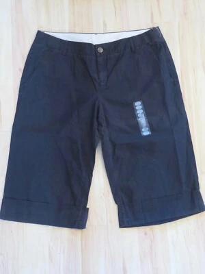 Nuevos pantalones chinos recortados para mujer Hurley capris con puños negros caqui talla 11 Foto 1 de 4