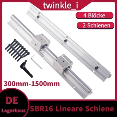 2X SBR16 Linearführung Linearwelle Rail  300mm-1500mm+4X SBR16UU Lagerblock DIY - Bild 1 von 4