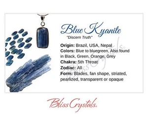 BLUE KYANITE Crystal Information Card, Double sided #HC168 - Picture 1 of 2