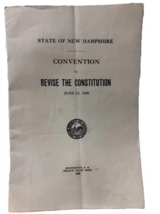Vintage 1930 New Hampshire Convention To Revise The Constitution Political - Bild 1 von 6