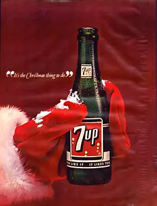 1964 Weihnachten 7 Up grüne Flasche Santa Original Life Magazin Vintage Druck Anzeige - Bild 1 von 1