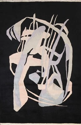 Alfombra oriental contemporánea nepalí abstracta anudada a mano decoración del hogar 6'x9' Foto 1 de 4