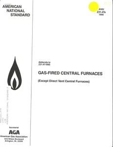 ANSI Z21.47a-1990 - Gas-Fired Central Furnaces (Addenda) - Picture 1 of 2