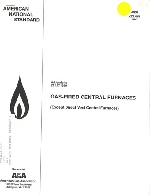 ANSI Z21.47a-1990 - Gas-Fired Central Furnaces (Addenda) - Image 1 of 2