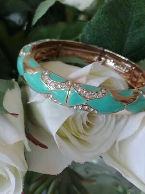 J. Браслет Crew зеленая эмаль стразы эластичные панели  - Изображение 1 из 4