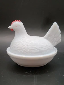 De colección Vaso de Leche Blanca Gallina En Nido Baratija Caramelo Plato con Tapas - Imagen 1 de 6