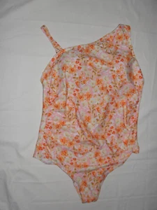 Kona Sol XL Women's Swimsuit One Shoulder High One Piece orange Floral - Picture 1 of 7