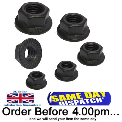 UNIVERSAL HARDWARE Black Nut Serrated Flange Stainless Steel Nuts M3, M4, M5, M6, M8, M10