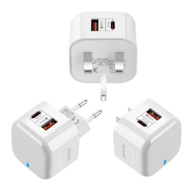 2 Port QC3.0 Type C Charger PD 20W Quick Wall Charger USB-C Travel Power Adapter - Image 1 of 4