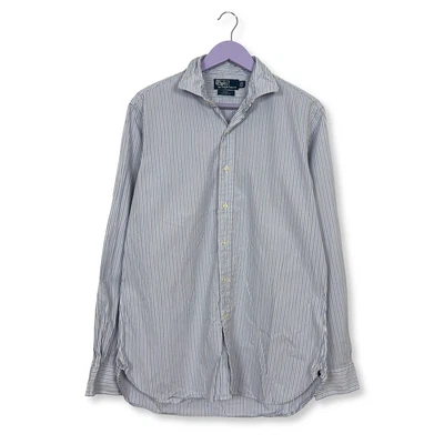 Camicia Ralph Lauren a righe azzurra e bianca custom fit in cotone - taglia 16 - - Immagine 1 di 4
