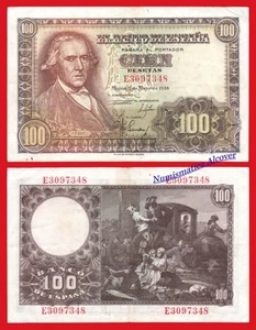 ESPAÑA SPAIN 100  Pesetas 1948 Francisco Bayeu Pick 137  EBC / XF - Imagen 1 de 1
