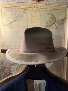 Dobbs Twenty 30er 40er 50er Fedora Hut Kappe feines Fell Filz 7 5/8 lang oval *SIEHE BESCHREIBUNG* - Bild 1 von 18
