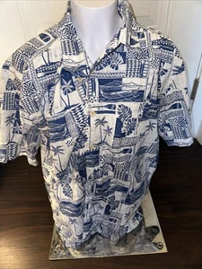 Quicksilver Button Down Palm Trees Summer Hawaiian Shirt Missing Buttons Rip M  - Foto 1 di 5
