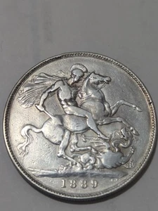 United Kingdom 1 Crown 1889- Victoria Silver Coin-F213 - Picture 1 of 2