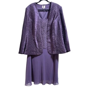 Set abito e giacca Patra formale viola con perline occasioni speciali donna 22W - Foto 1 di 13