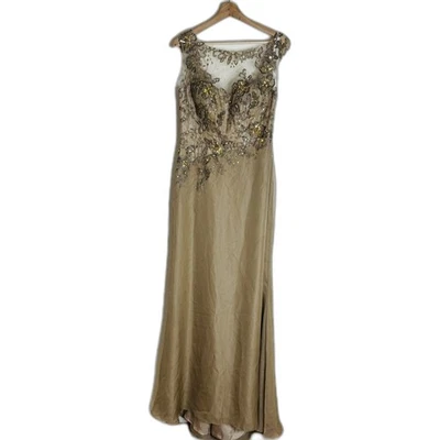 Maxi Vestido Montage by Mon Cheri Para Mujer 8 Cuentas Doradas Vestido de Noche Formal Lentejuelas Foto 1 de 4