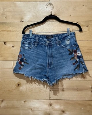 Abercrombie & Fitch Annie High Rise Shorts 28 6R Floral Embroidered Distressed - Image 1 of 4