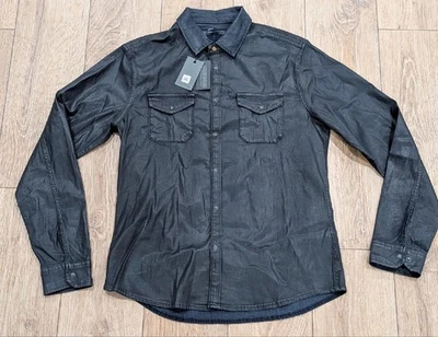 $698 Mens John Varvatos "Bernard" Leather Shirt Jacket Black 50 US 40 - Image 1 of 4