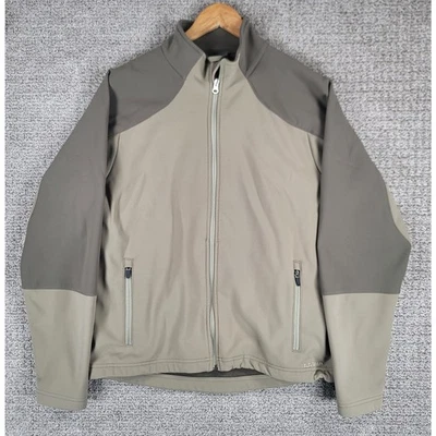 LL Bean Mens Zip Soft Shell Jacket Medium Brown Tan Fleece Lined Soft Shell Coat - Image 1 of 4