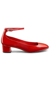 Stuart Weitzman Jane 35 mm kirschrote Lackleder-Pumps mit Knöchelriemen US8 M 475 $ - Bild 1 von 1
