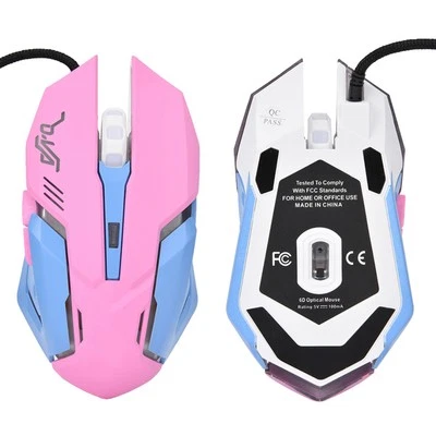 3200Dpi High Sensitivity Pink Gaming Mouse Comfortable Grasping Wired Gami AM - Image 1 of 4