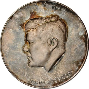 Mexico 1964 John F. Kennedy Grove Silver Medal (Toned) Choice UNC 40mm 28.2g ... - Picture 1 of 2