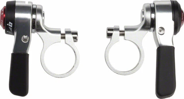microSHIFT Thumb Shifter Set 9-Speed Double/Triple Shimano Compatible Silver - Image 1 of 1