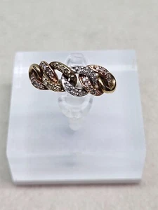 Anello in oro 9 kt con diamanti a maglia catena multicolore misura M1/2 (2,7 g) - Foto 1 di 12