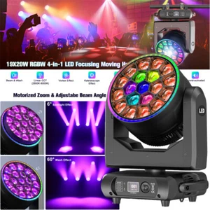 19X20W LED Beam Wash Zoom Moving Head RGBW DMX 4in1 Bee-eye Stage Light DJ Show - Picture 1 of 16