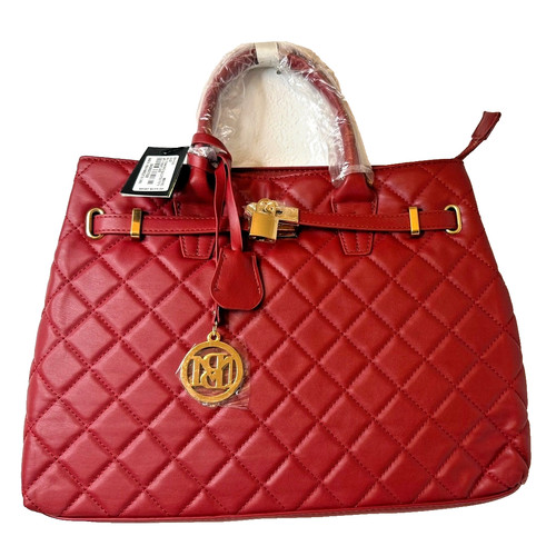 HERMÈS Borsa trapuntata Badgley Mischka ROSSO mattone diamante con chiusura frontale nuova con etichette stile Hermes