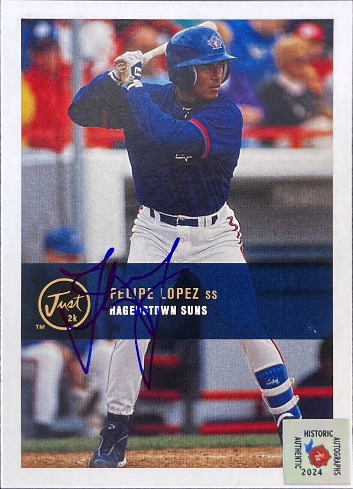 2000 Just #155 Felipe Lopez Rookie Toronto Blue Jays AUTO SIGNED COA - Image 1 of 1