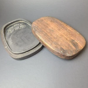 Caja de piedra de tinta de madera tallada a mano de colección caligrafía china asiática escritura artística - Imagen 1 de 14